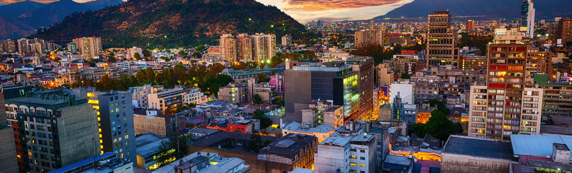 Abendpanorama von Santiago de Chile